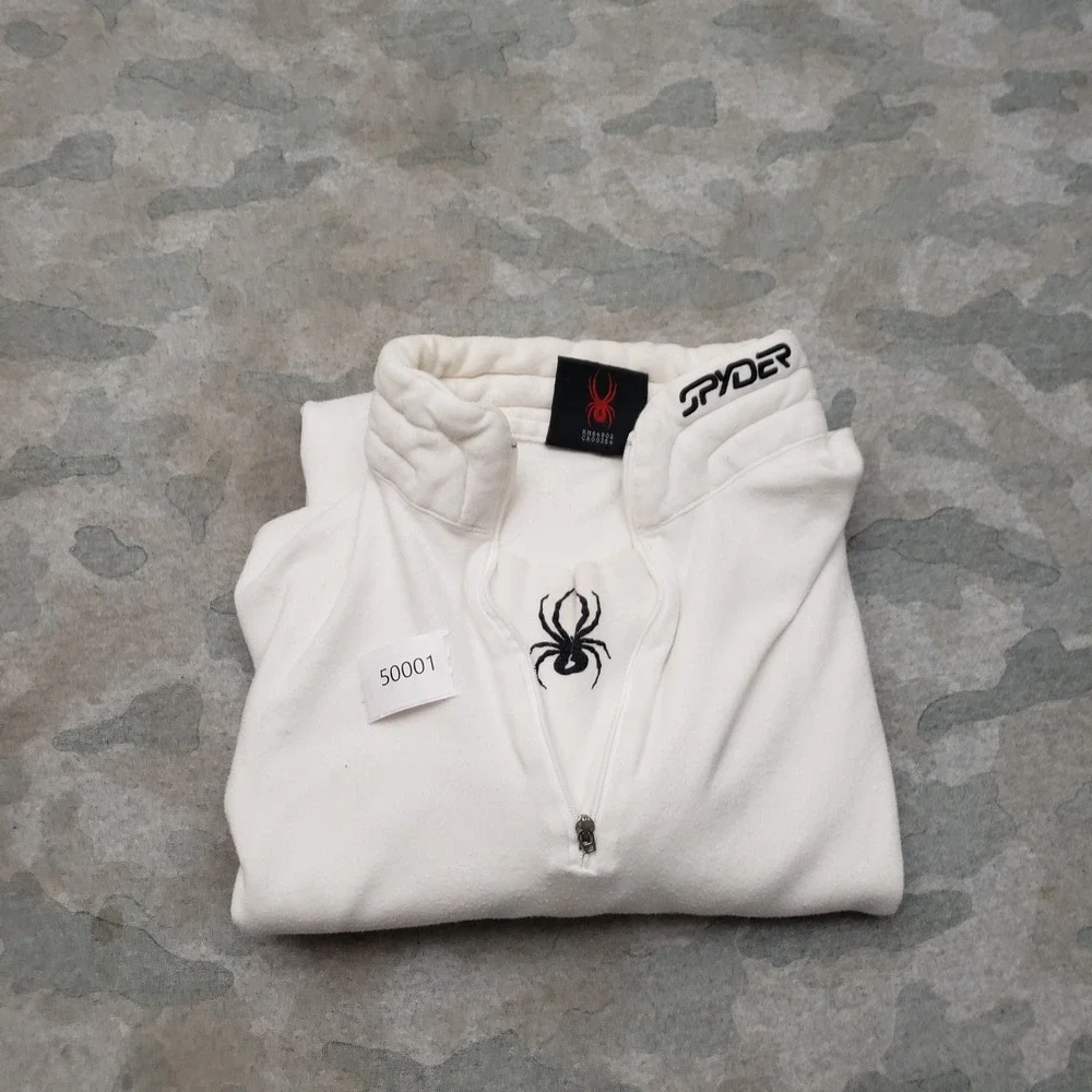Vintage Spyder Shirt Mens XL White Y2k Quarter Zip Long Sleeve